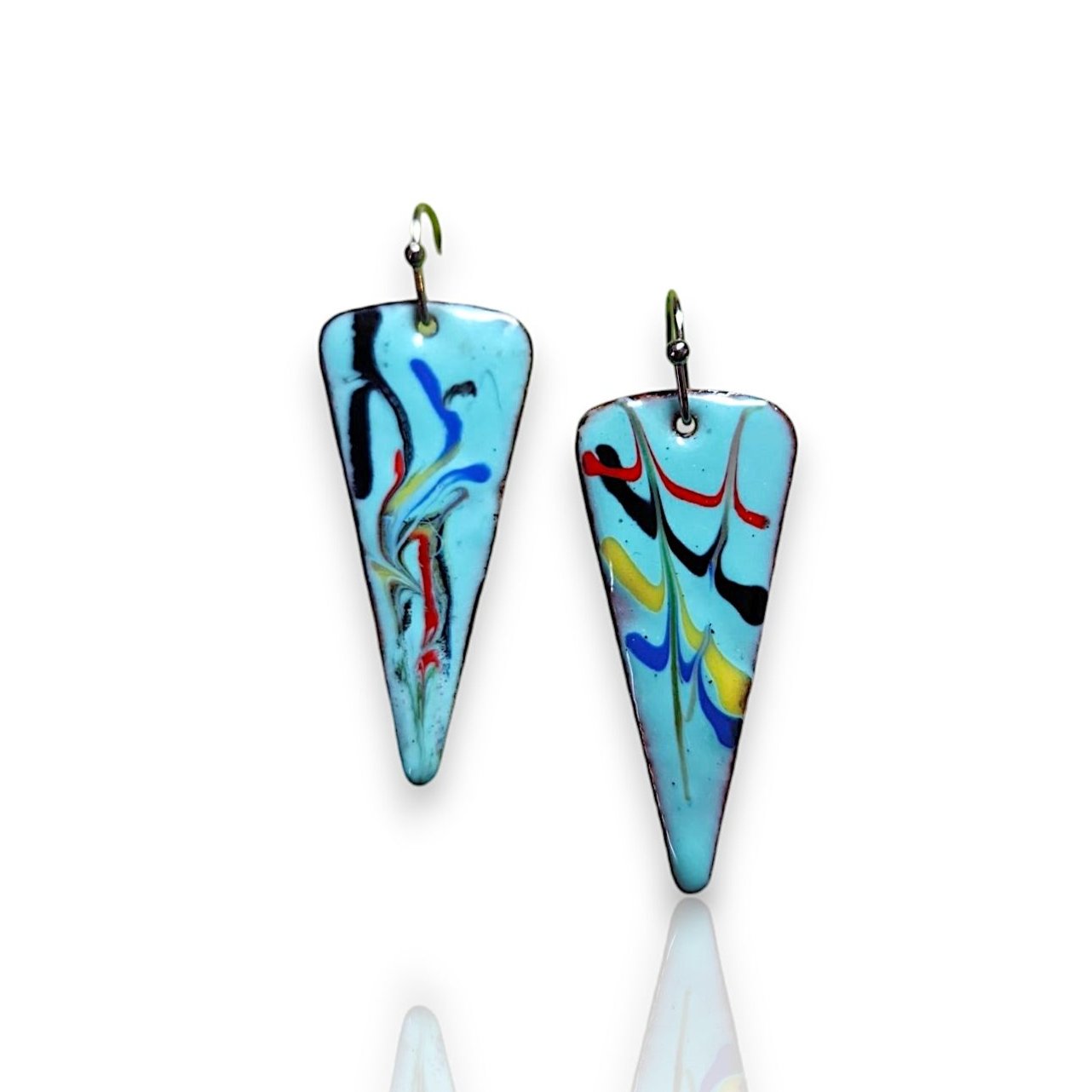 Blue Triangle Earrings