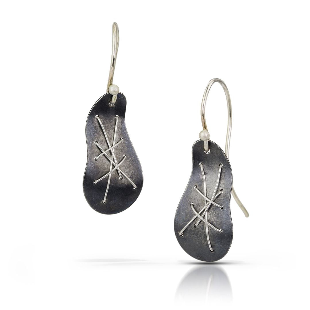 Cascade Hanging Oxidized Earrings by Suzanne Schwartz at Garden of Silver in Westhampton Beach, NY.