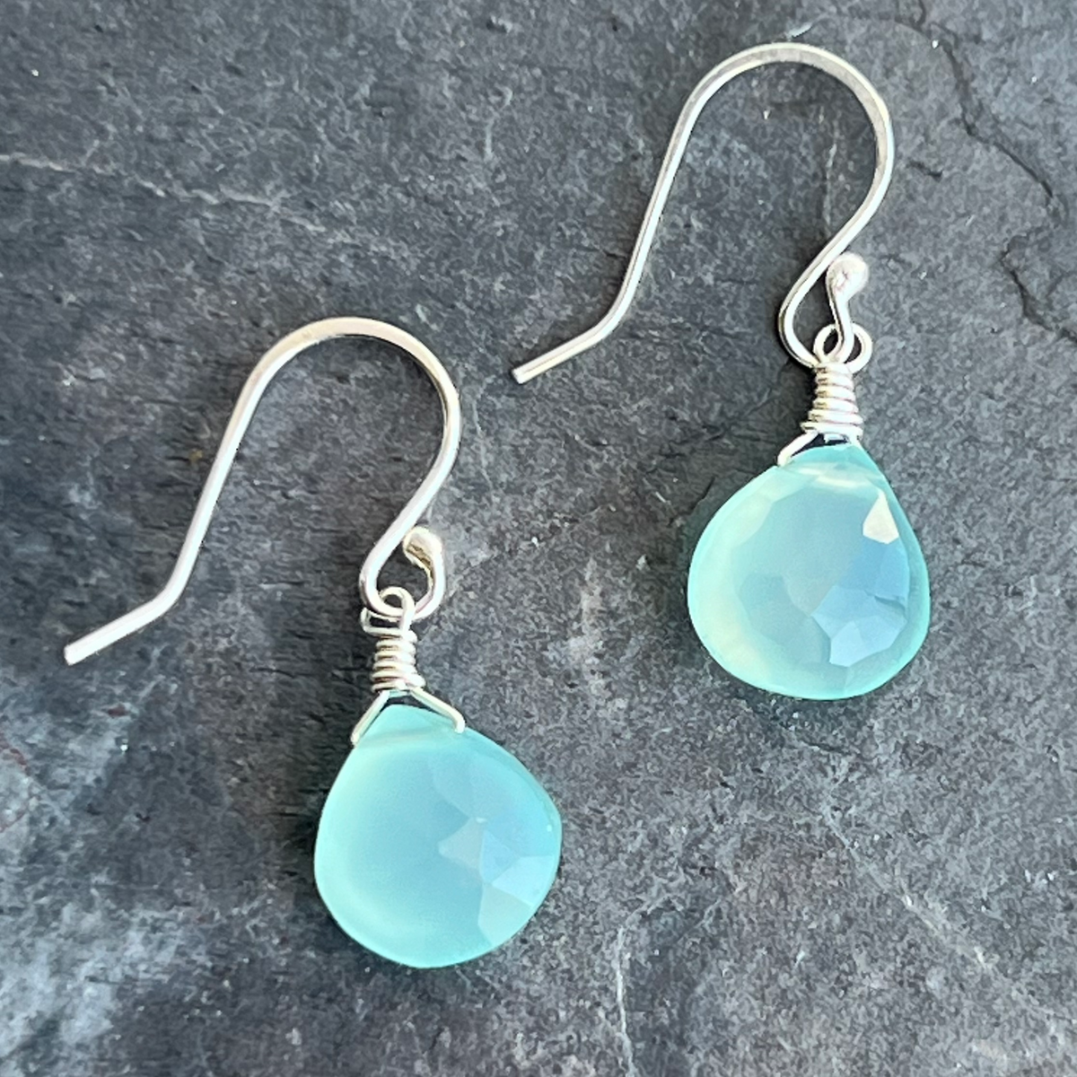 Chalcedony Droplets Sterling Earrings at Garden of Silver.