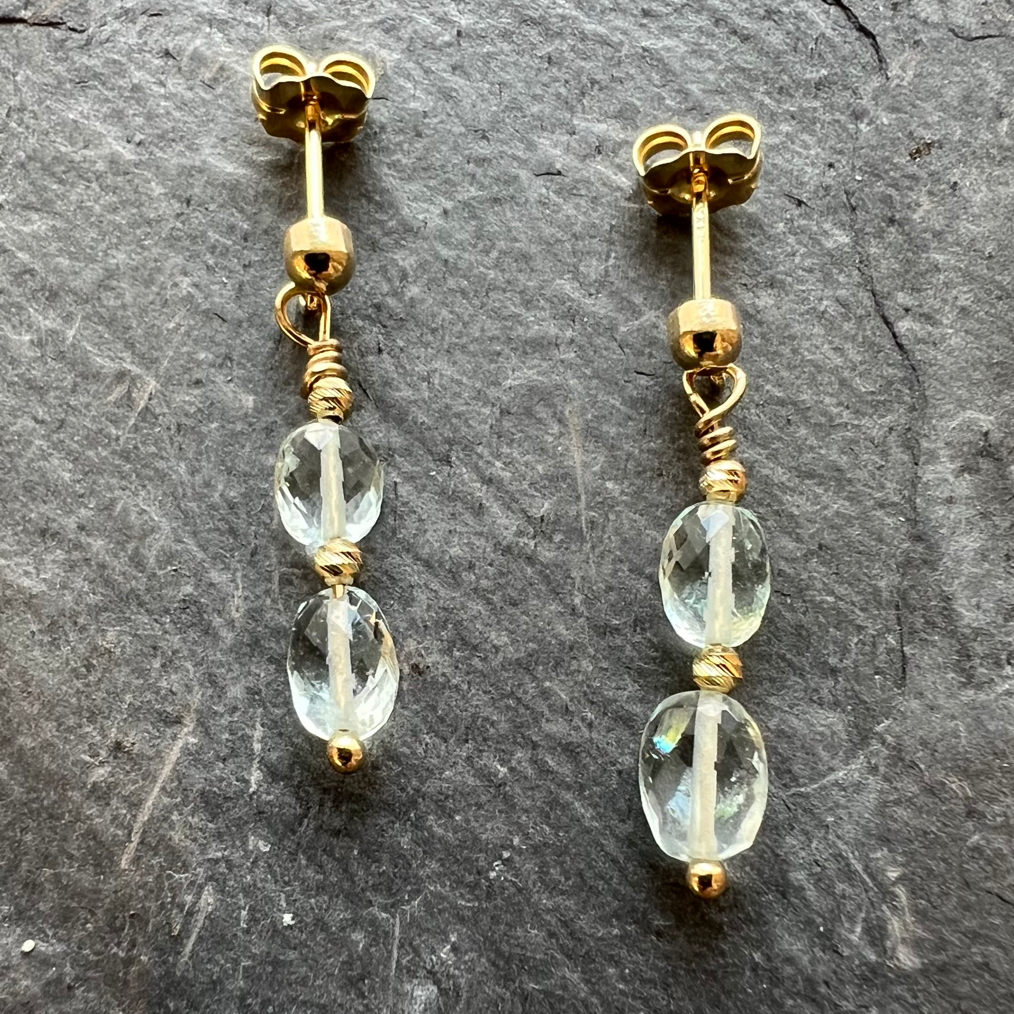 Aquamarine 14K Gold Post Earrings