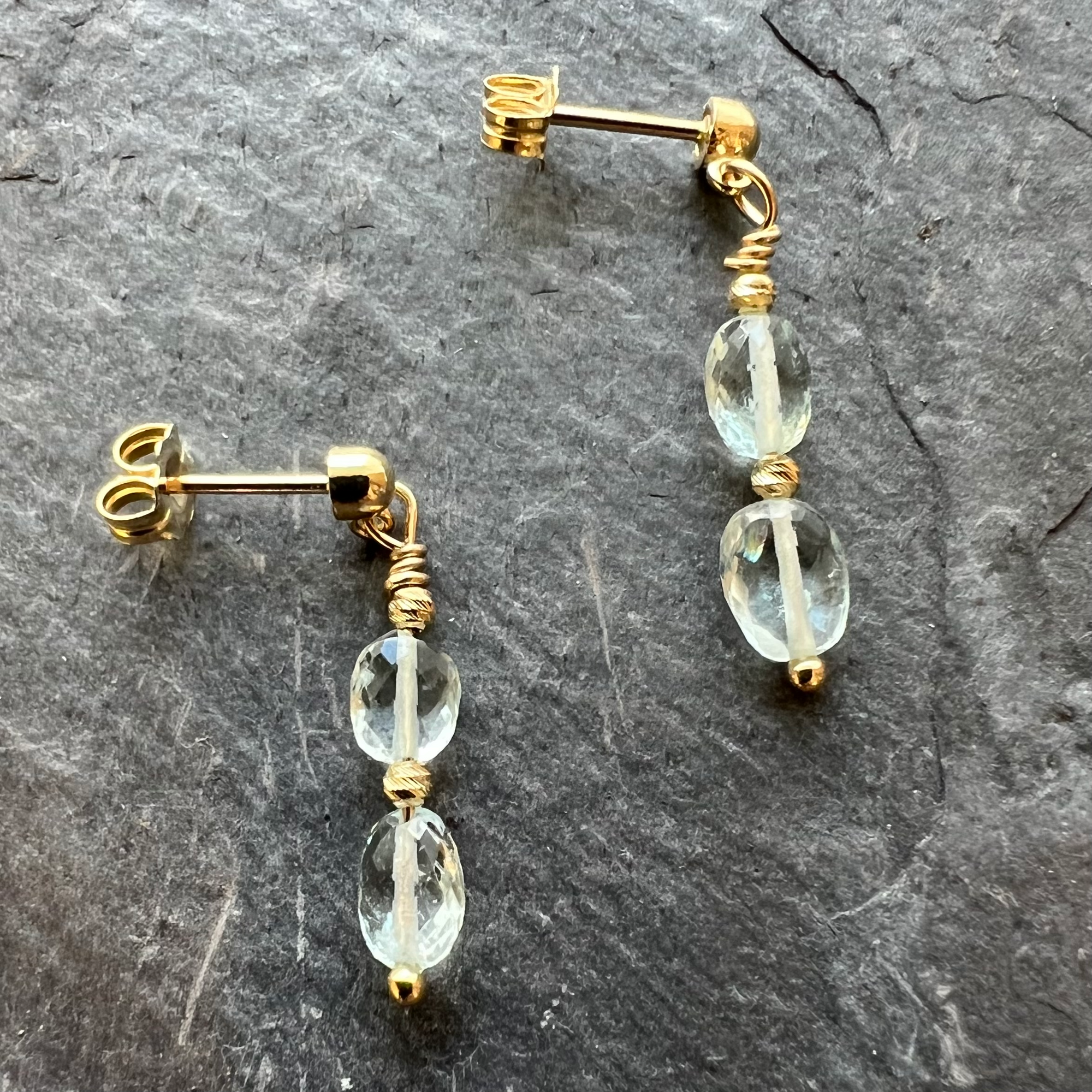 Aquamarine 14K Gold Post Earrings