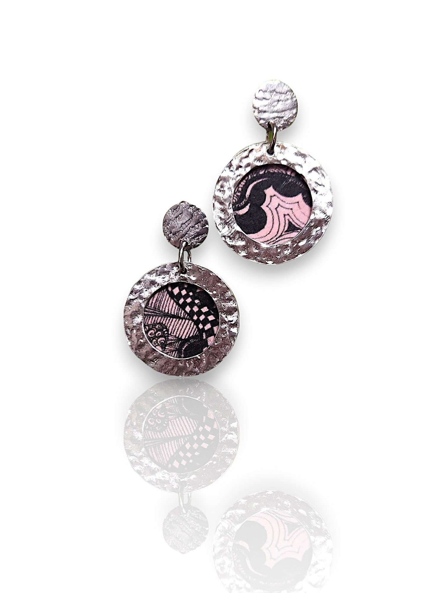 Pink Decal Earrings by Dawn Lombard