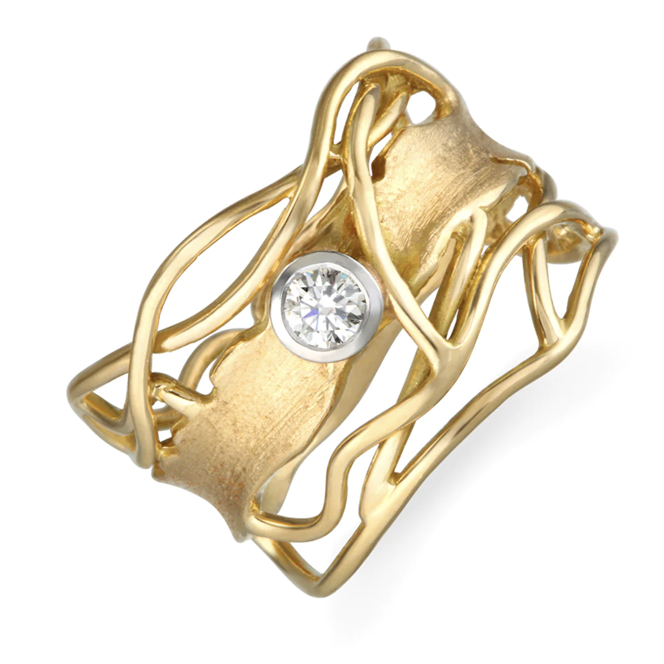 Edge Ring in Gold with Diamond by Q Evon