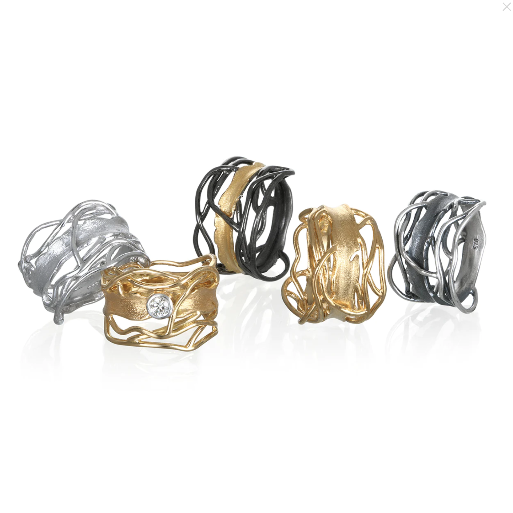 Edge Ring in Gold with Diamond by Q Evon