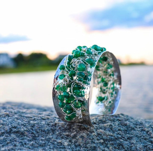 Emerald & Sterling Bracelet by Nikki Sedacca at Garden of Silver in Westhampton Beach, New York.