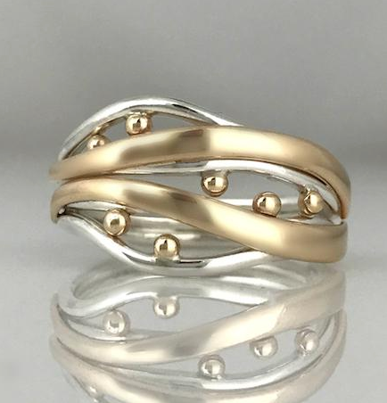 Bubbles & Wake Ring by Jeanette Walker available at Garden of Silver in Westhampton Beach, New York.