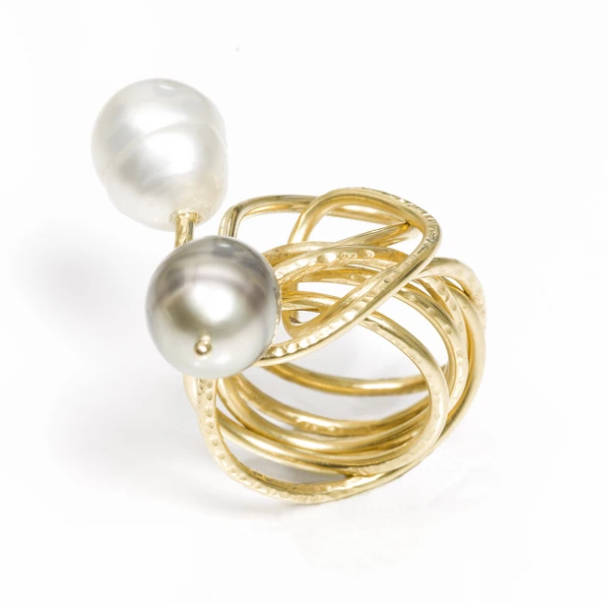 18kt Gold Endless Love Ring with Pearl By Nikki Sedacca