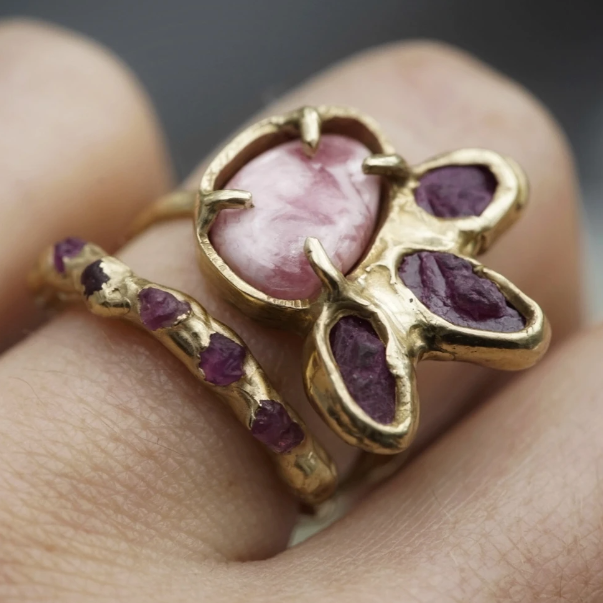 Pink Sapphire Unity Ring by Emilie Shapiro at Garden of Silver Handmade Jewelry in Westhampton Beach, NY Hamptons. www.gardenofsilver.com