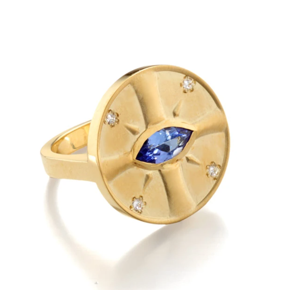 Eye of the Sun Tanzanite Ring by Elizabeth Moore at Garden of Silver in Westhampton Beach, NY Hamptons www.gardenofsilver.com