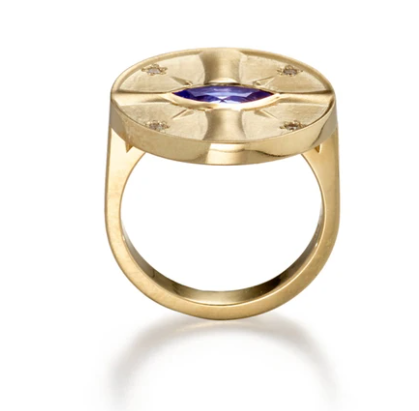 Eye of the Sun Tanzanite Ring by Elizabeth Moore at Garden of Silver in Westhampton Beach, NY Hamptons www.gardenofsilver.com