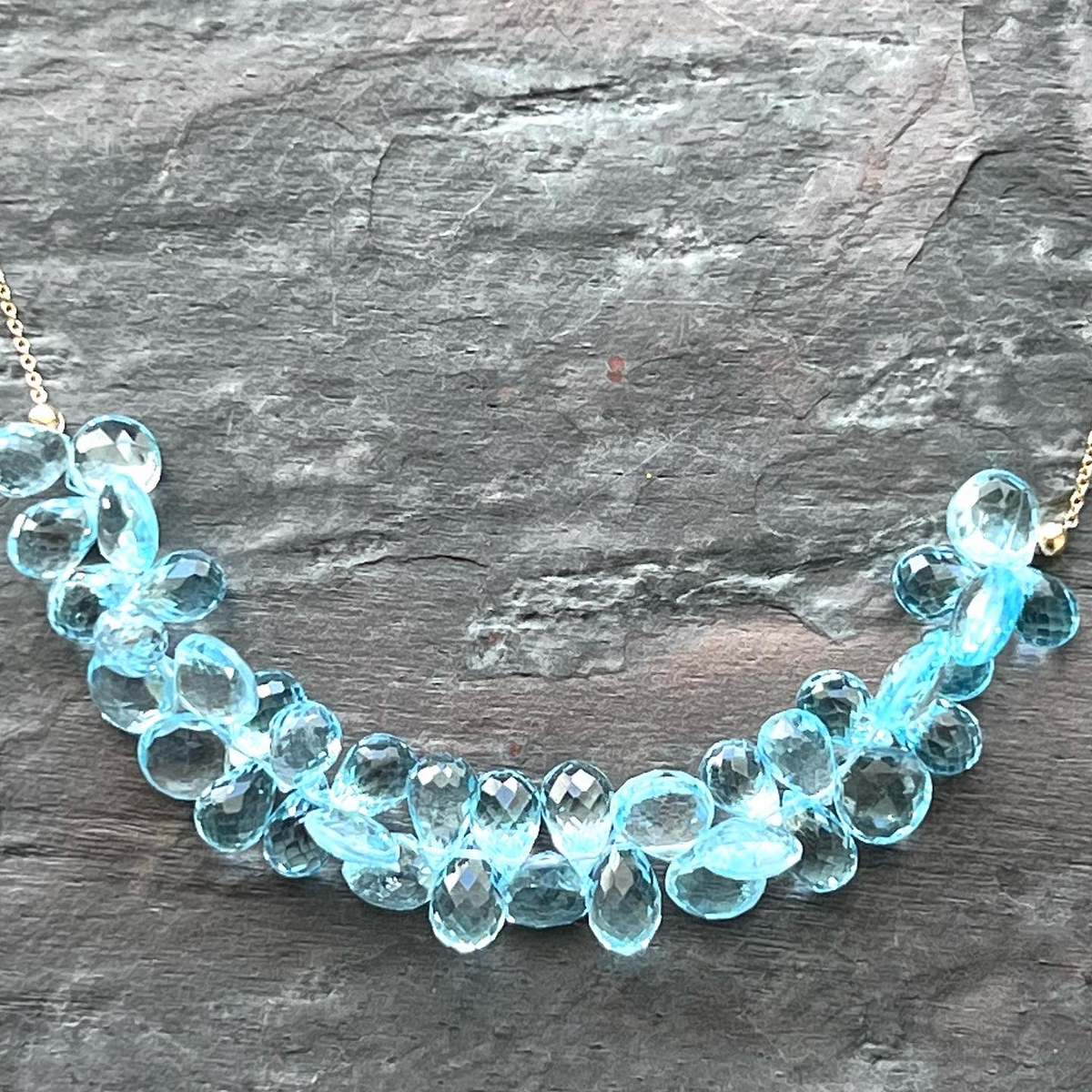 Blue Topaz Gemstone Necklace by Garden of Silver in Westhampton Beach, NY. www.gardenofsilver.com