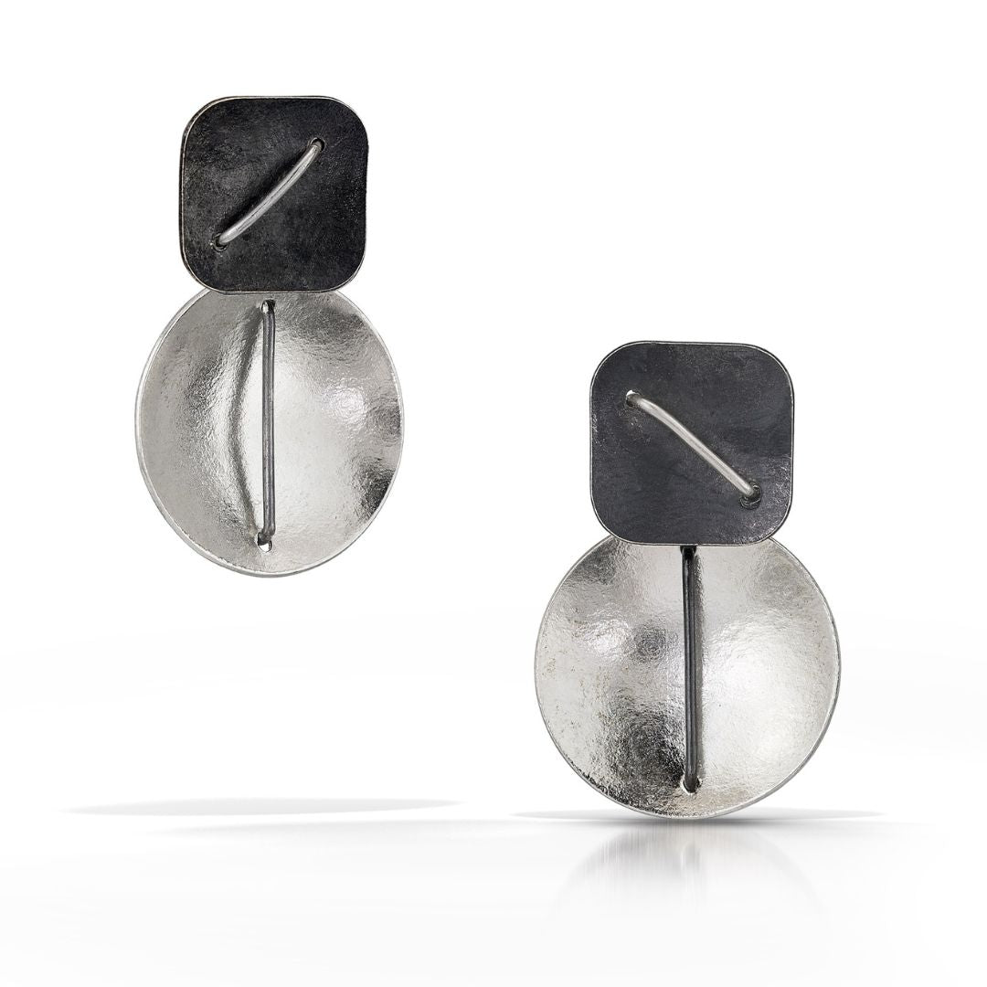 Circle & Square Earrings by Suzanne Schwartz at Garden of Silver in Westhampton Beach, NY