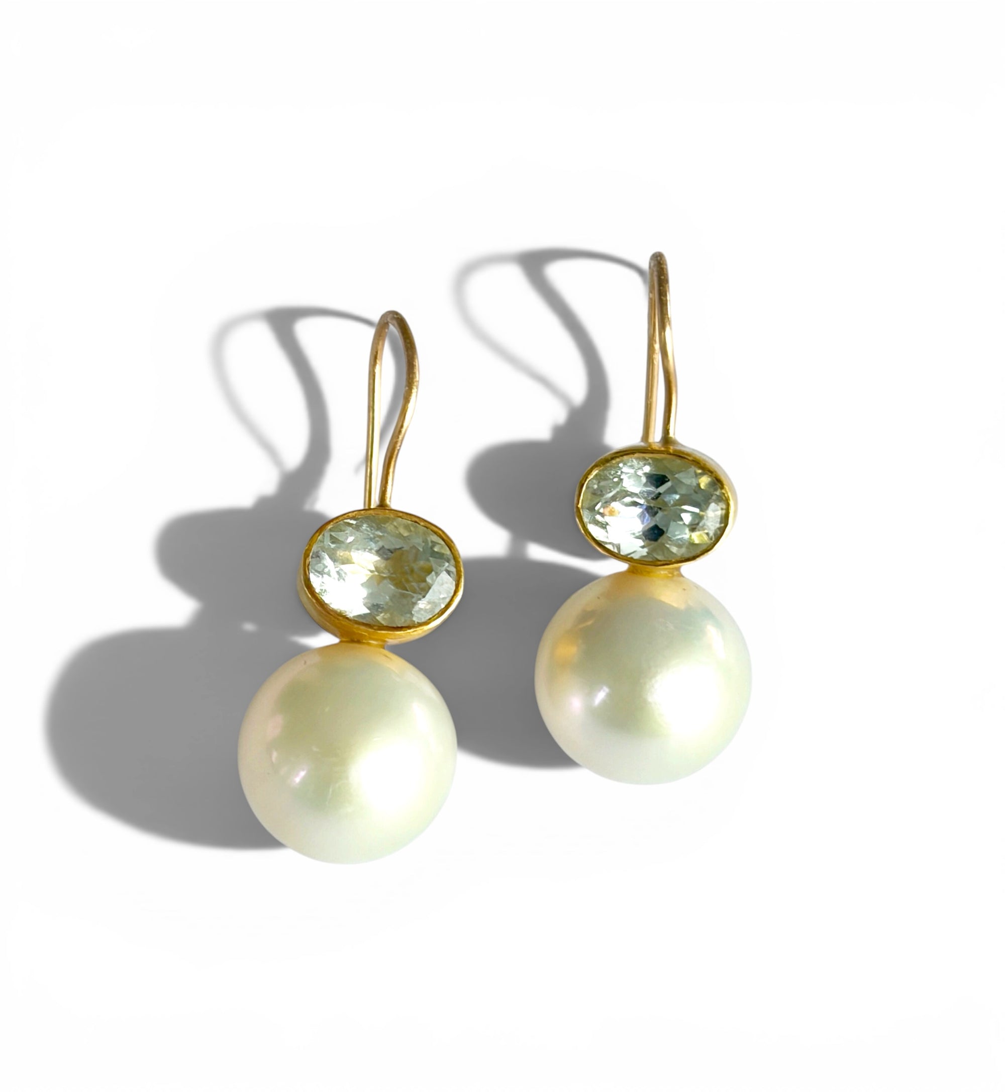 Pearl & Topaz Earrings in 22K by Sally Kay