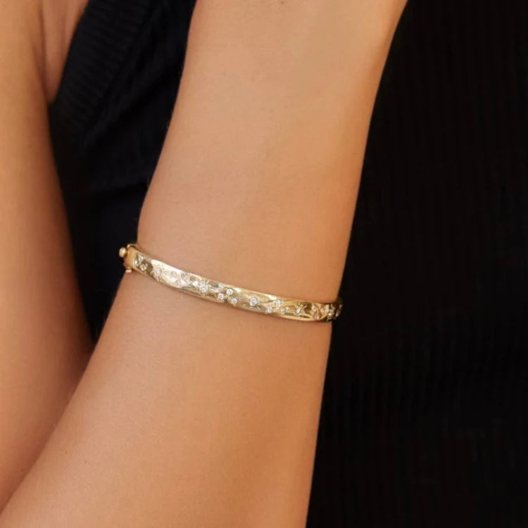 18K Fairy Dust Diamond Bangle Bracelet by Elizabeth Moore