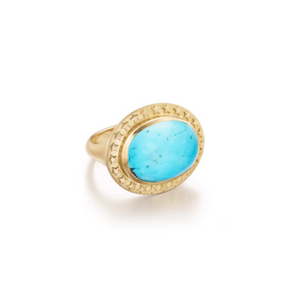 Sleeping Beauty Turquoise Gold Ring by Elizabeth Moore at Garden of Silver in Westhampton Beach, NY