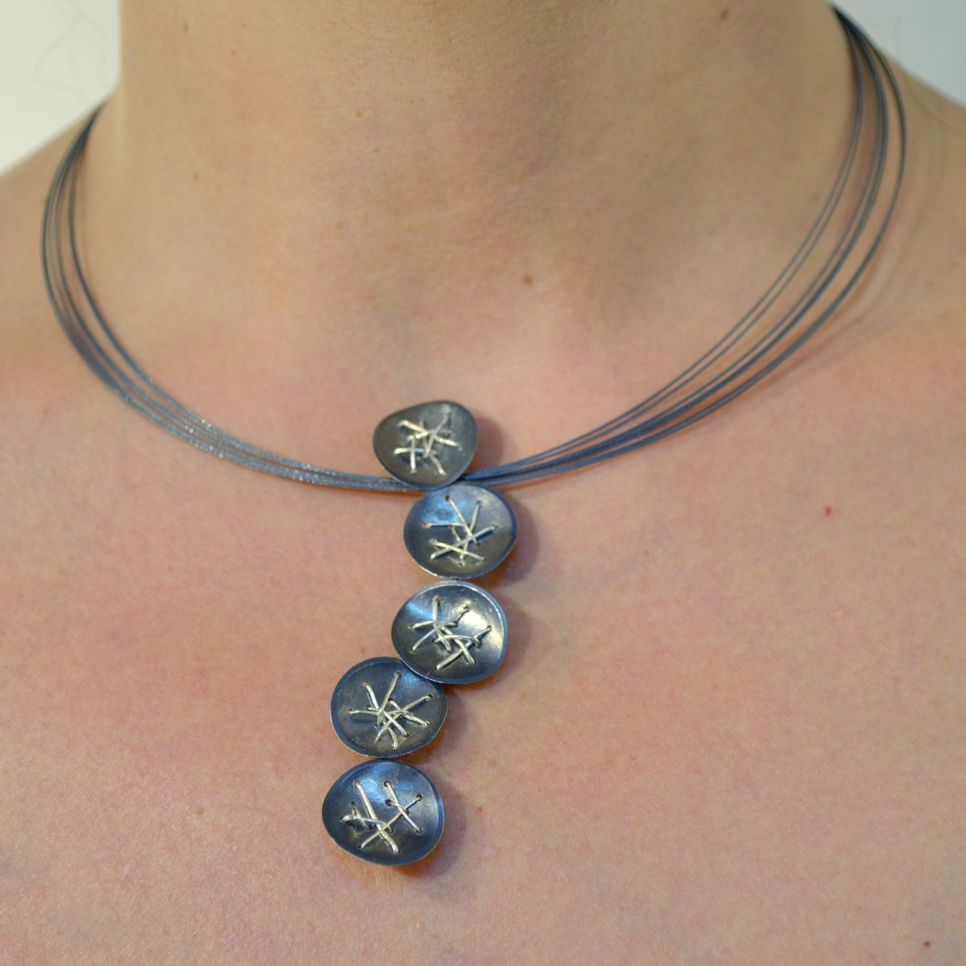 Freeform Cascading Circles Necklace by Suzanne Schwartz