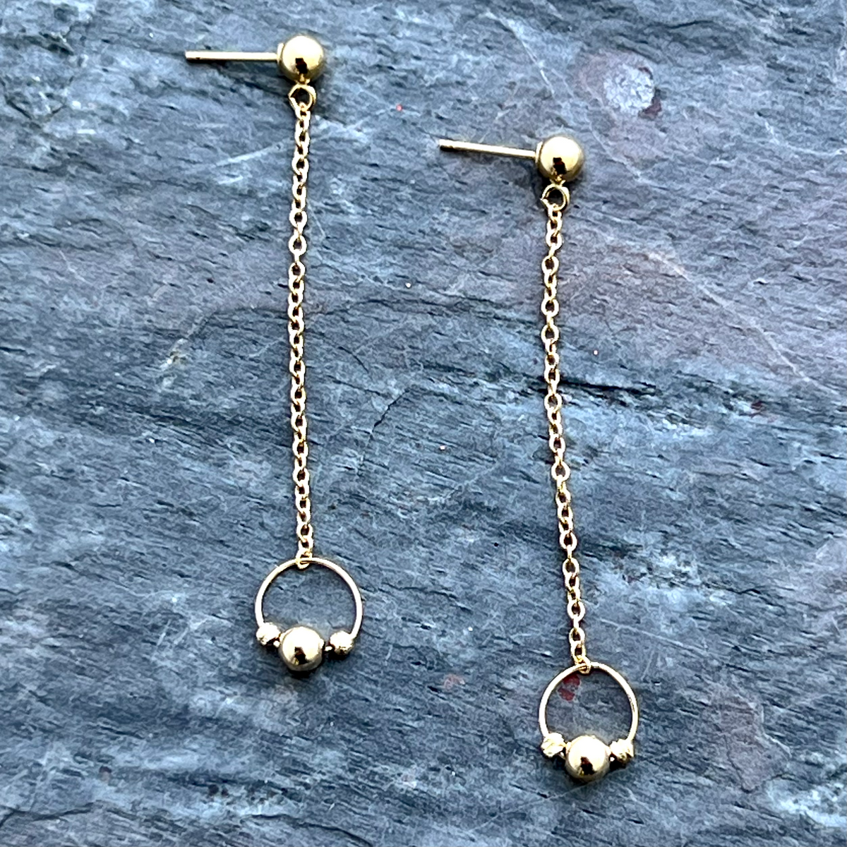 Gold chain earrings by Garden of Silver in Westhampton Beach, NY www.gardenofsilver.com
