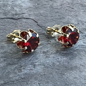 Garnet 14K gold studs at Garden of Silver in Westhampton Beach.