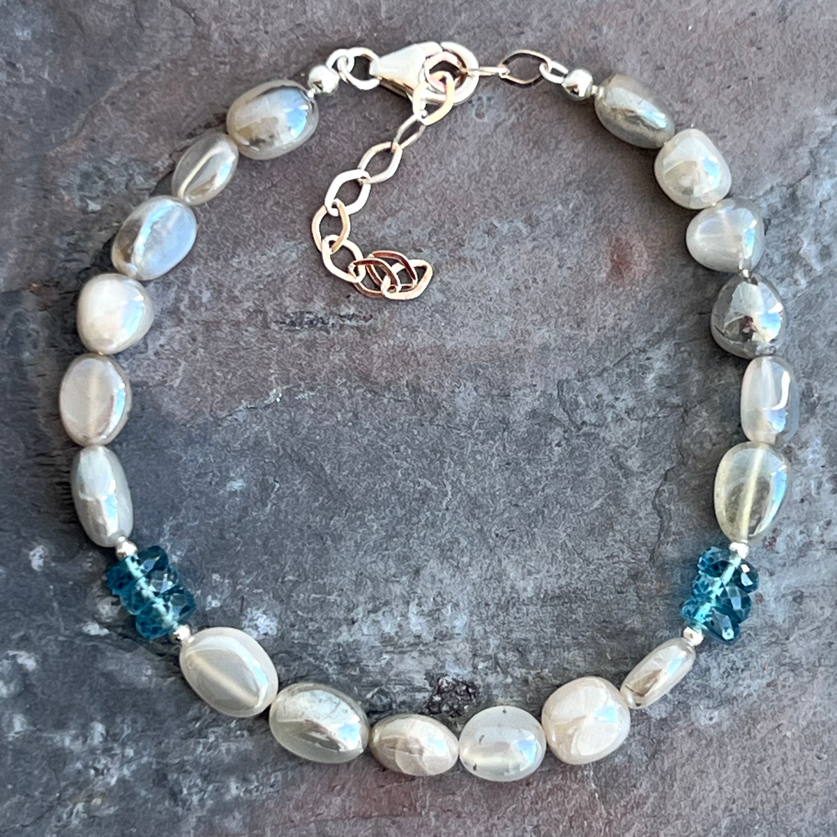 Moonstone London Blue Topaz Sterling Bracelet at Garden of Silver . www.gardenofsilver.com