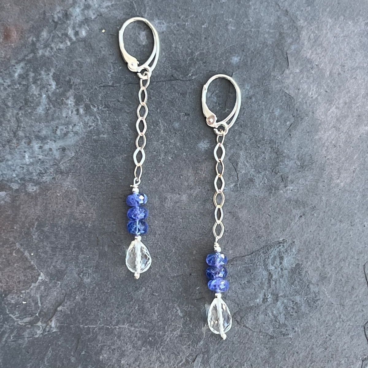 Tanzanite Crystal Quartz Sterling Earrings at Garden of Silver. www.gardenofsilver.com