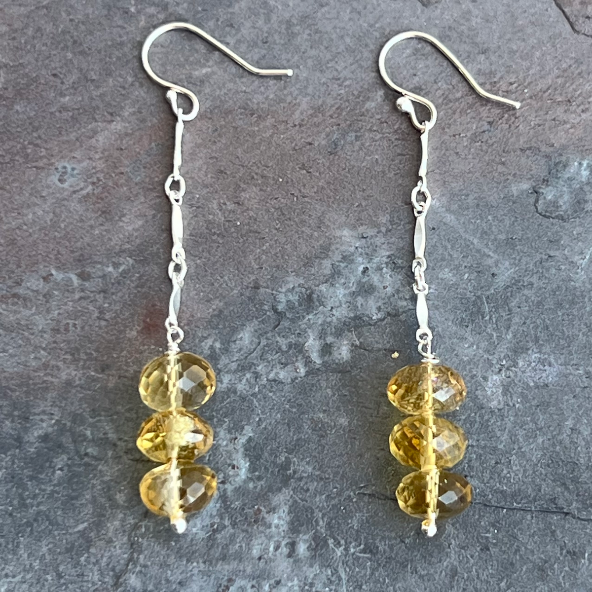 Citrine Sterling Chain Earrings by Garden of Silver.