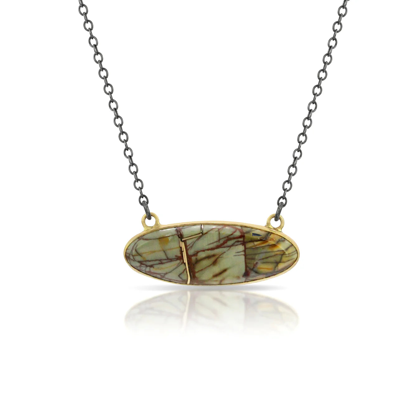 Cherry Creek Jasper Kintsugi necklace 14K & SS by Karin Luvaas