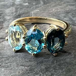 Blues Topaz 14K Gold Ring at www.gardenofsilver.com
