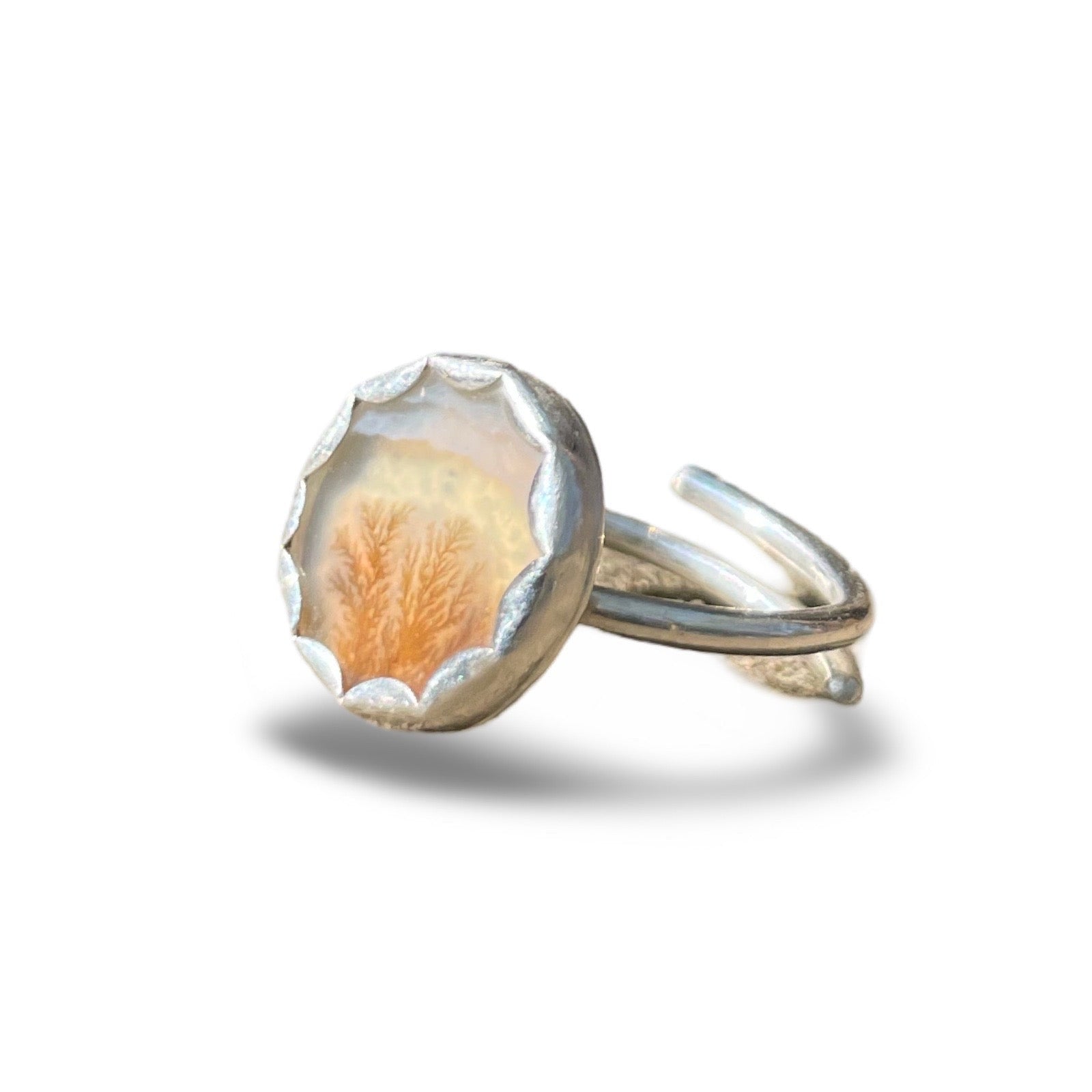 Coined Dendritic Agate Ring by Judith Haas