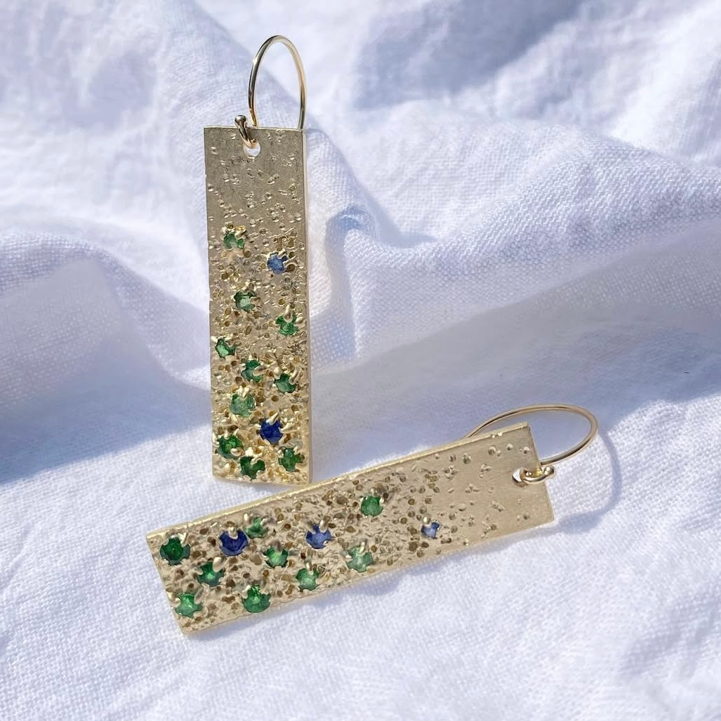 Starry Night 18K Sapphire Tsavorite Earrings By Lisa Barse, No. 11 Jewelry
