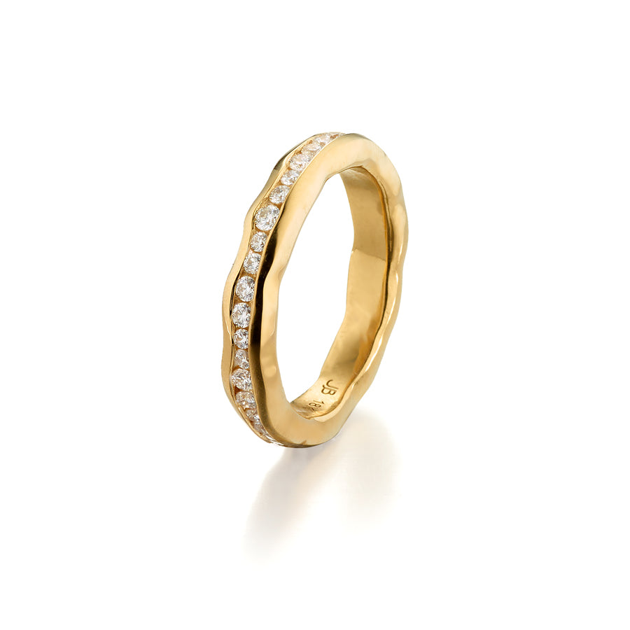 18k gold wavy channel set diamond ring with diamonds (41) 0.62 ct GVS. www.gardenofsilver.com