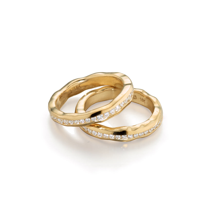 18K Gold Wavy Channel Set Diamond Ring By Jane Bartel