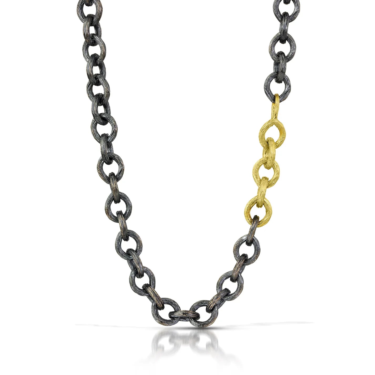 Black & Gold Carved Tear Drop Necklace