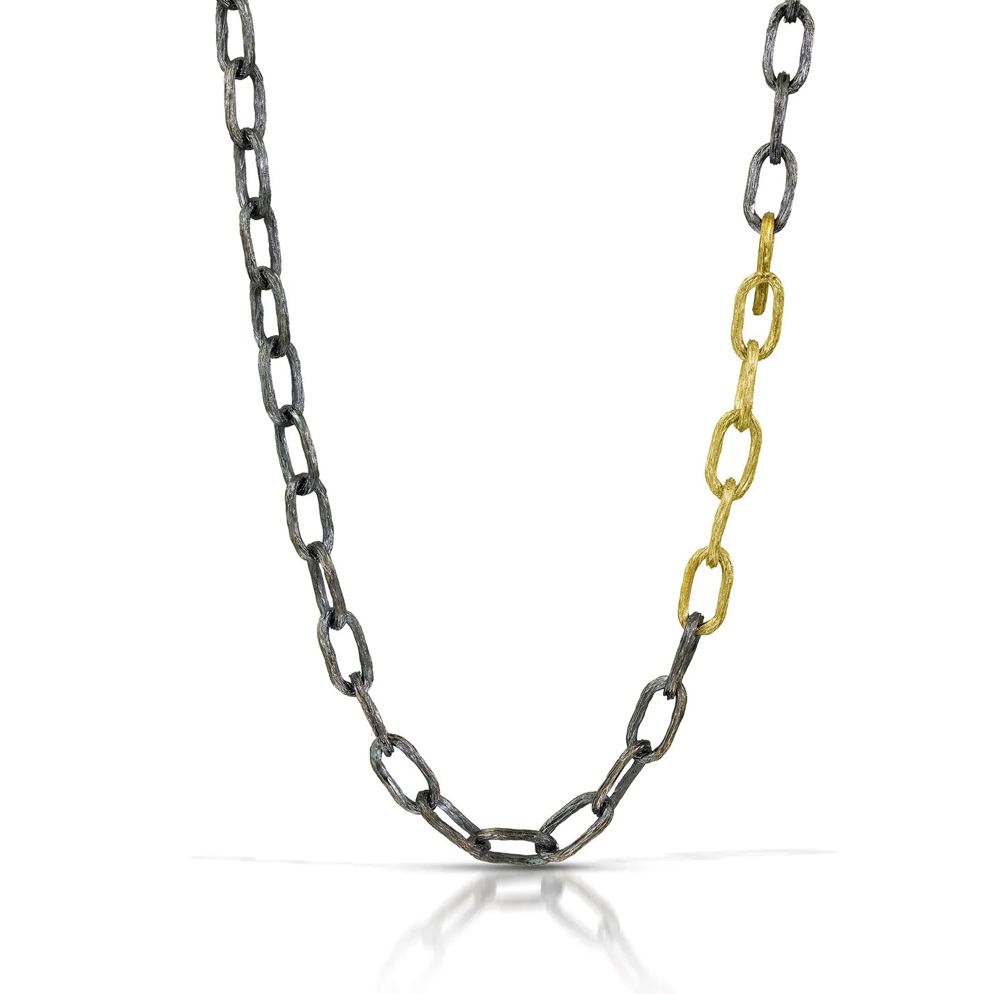 Black & Gold Carved Paperclip Necklace
