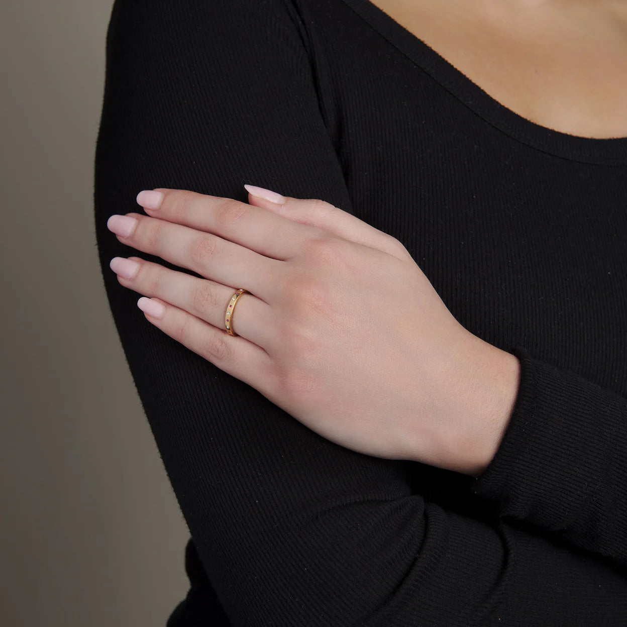 18K Ruby & Diamond Bond Square ring by Kim Larsen