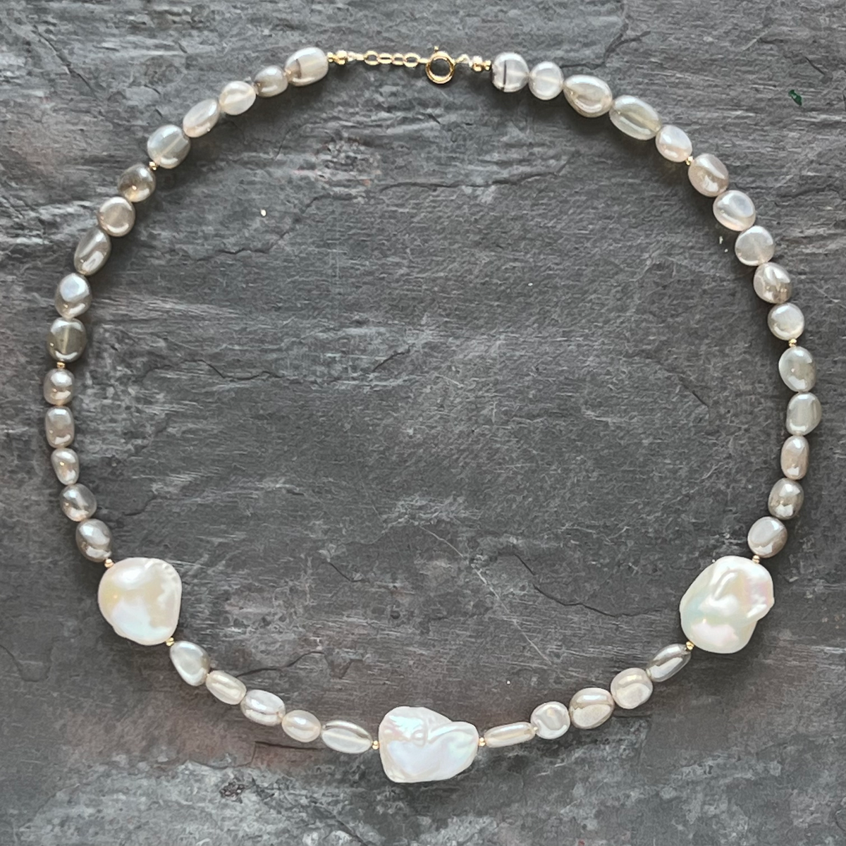 Moonstone Baroque Pearl 14K Gold Necklace by Garden of Silver & Gold