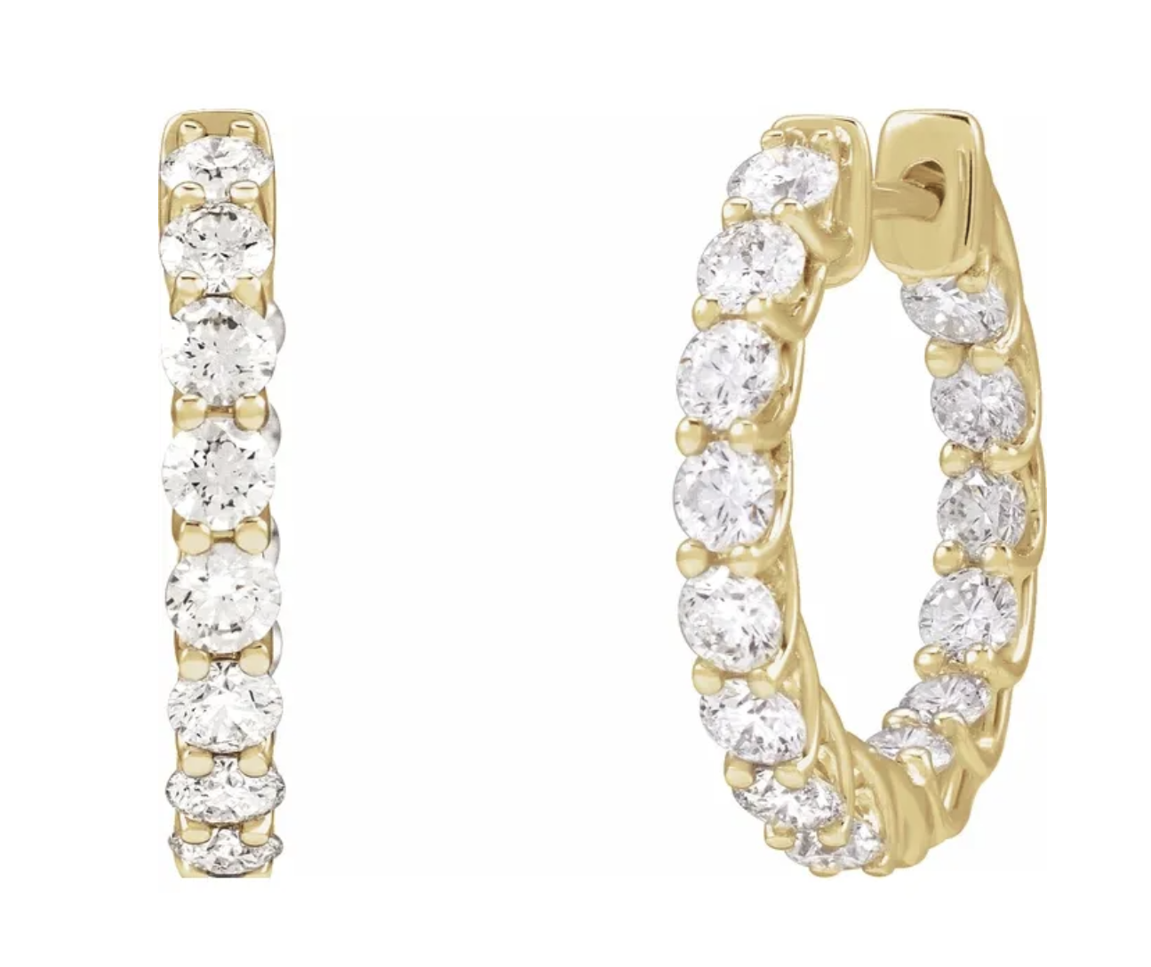 Outside Inside 14K Gold Diamond Hoops by Garden of Silver & Gold