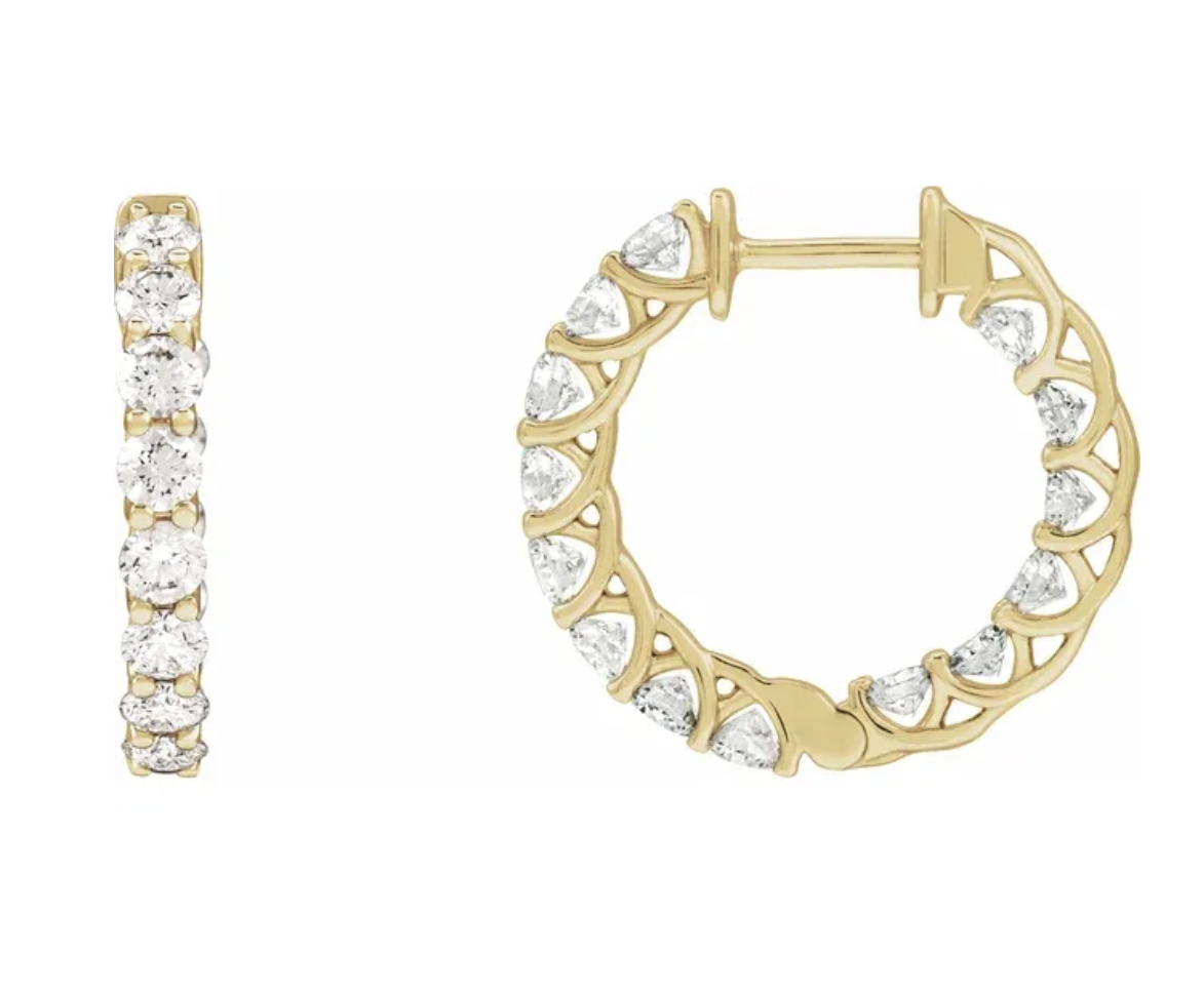 Outside Inside 14K Gold Diamond Hoops by Garden of Silver & Gold