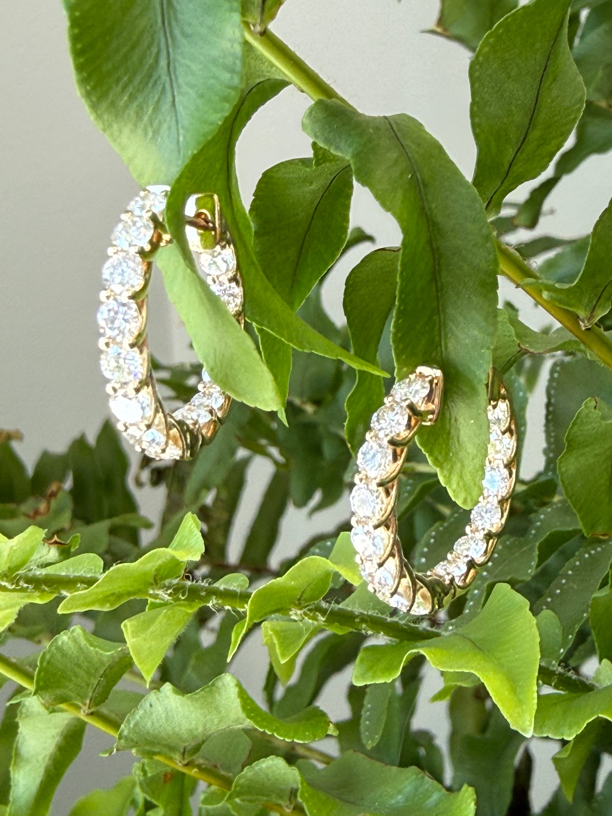 Outside Inside 14K Gold Diamond Hoops by Garden of Silver & Gold