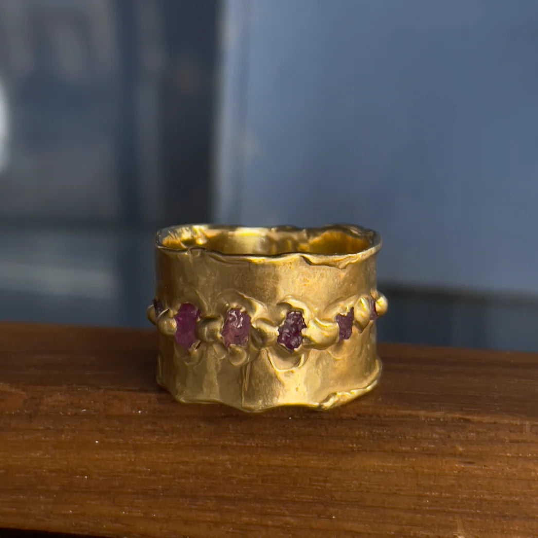Rapids Pink Sapphire Ring Size 7 by Emilie Shapiro