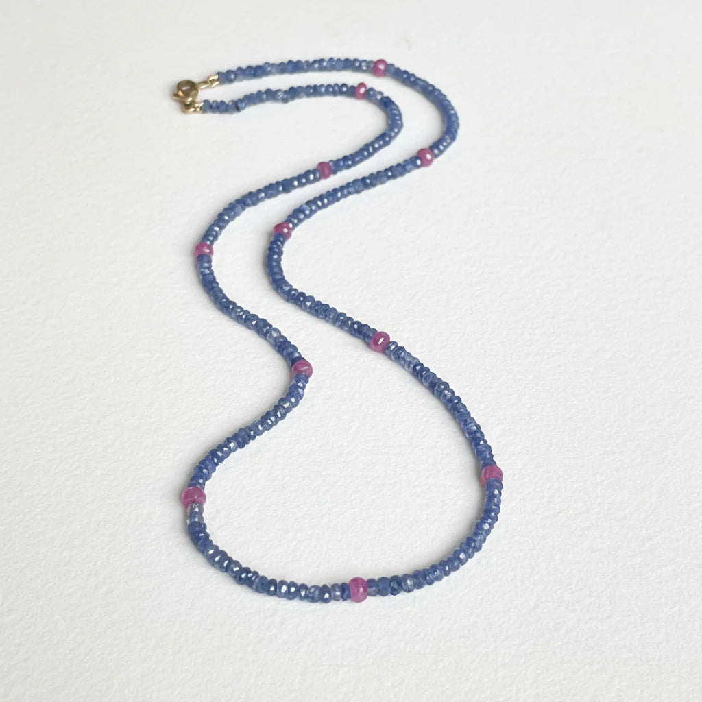 Sapphire & Ruby Necklace 18k by Kim Larsen
