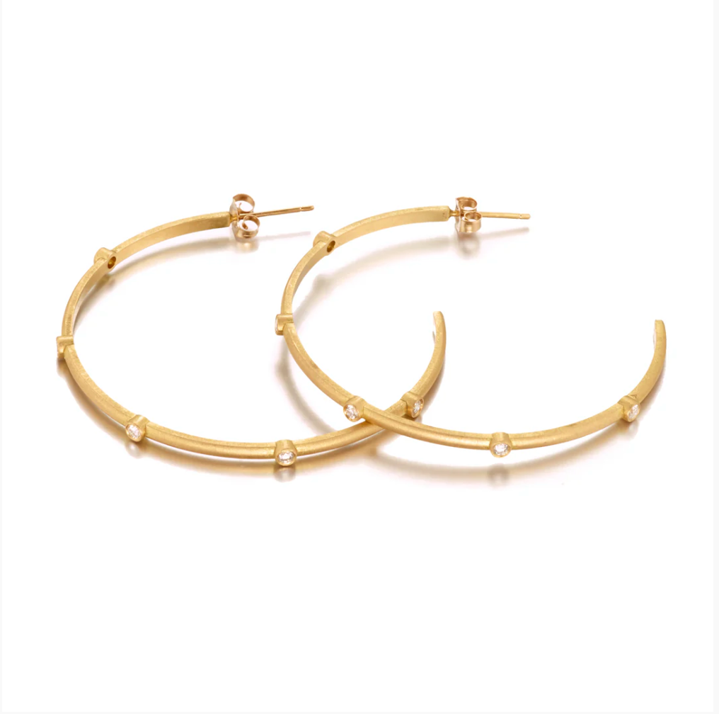 18K Diamond Hoops by Elizabeth Moore