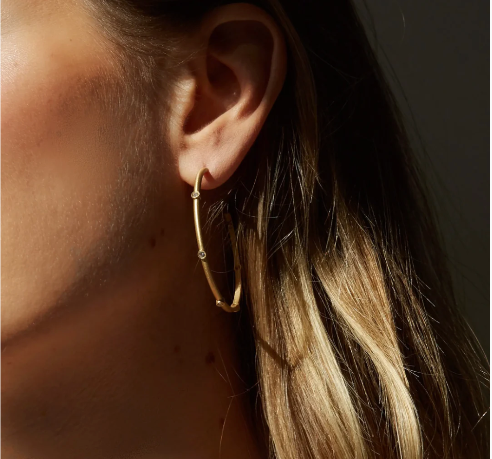 18K Diamond Hoops by Elizabeth Moore