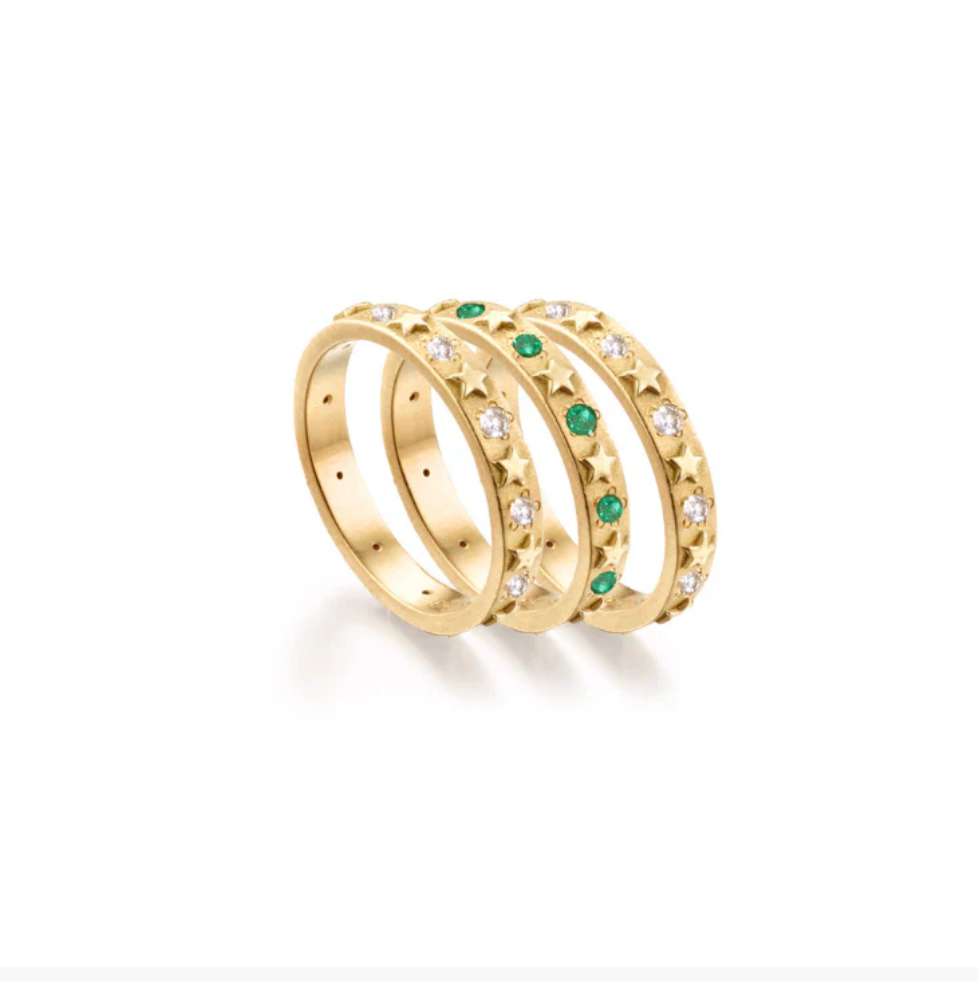 18K Diamond Star Band by Elizabeth Moore