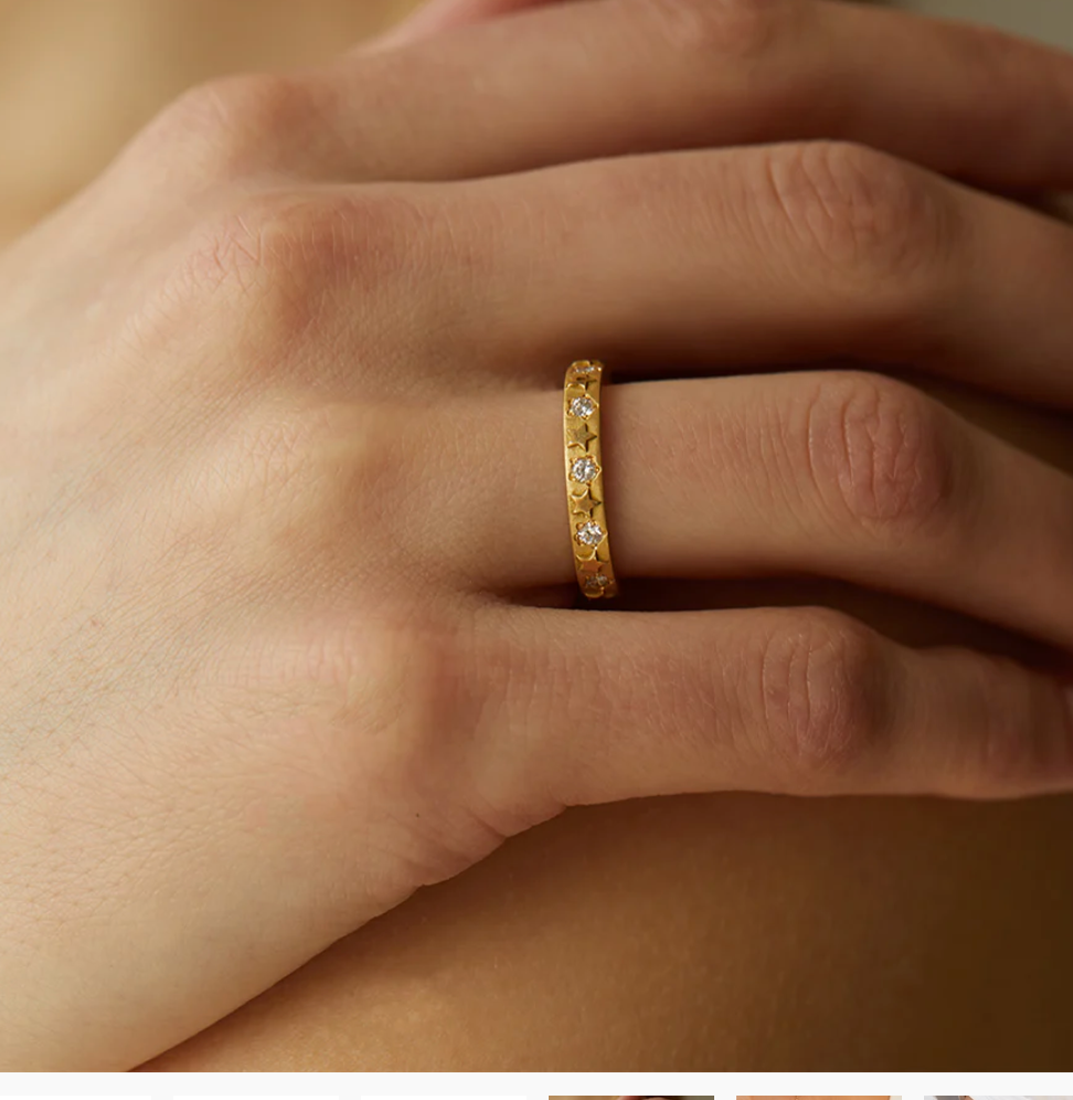 18K Diamond Star Band by Elizabeth Moore