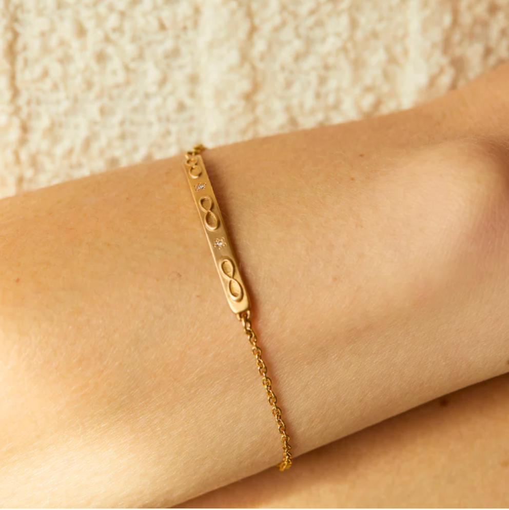 18K Infinity Diamond Bar Bracelet by Elizabeth Moore
