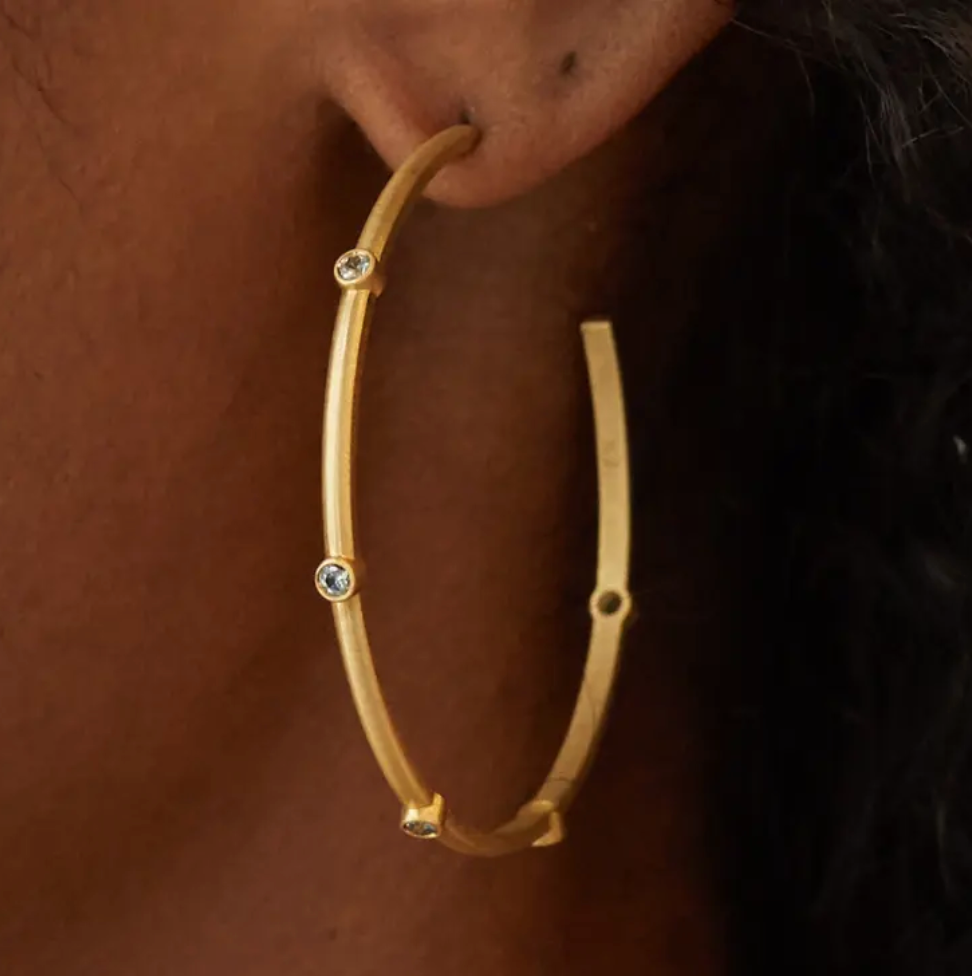 Montana Sapphire Hoops 18K by Elizabeth Moore