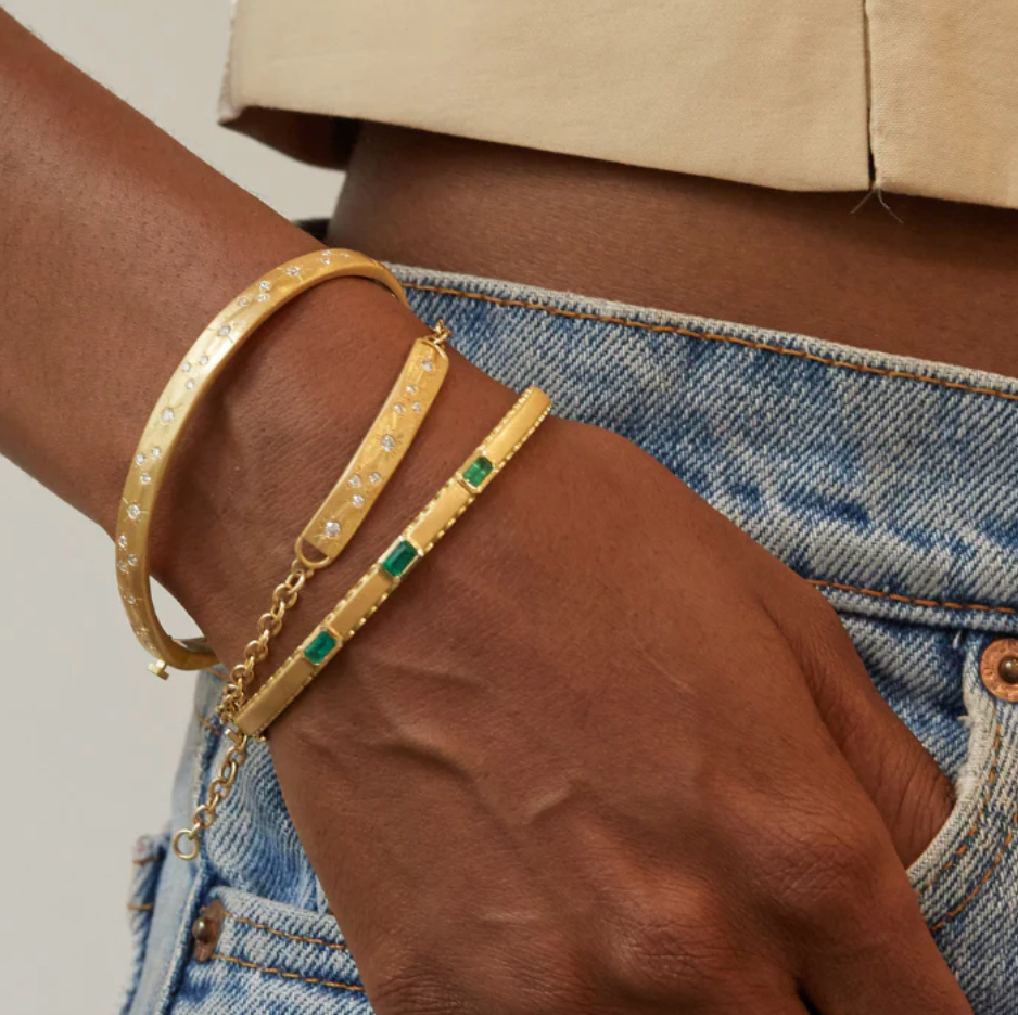 18K Fairy Dust ID Bracelet by Elizabeth Moore