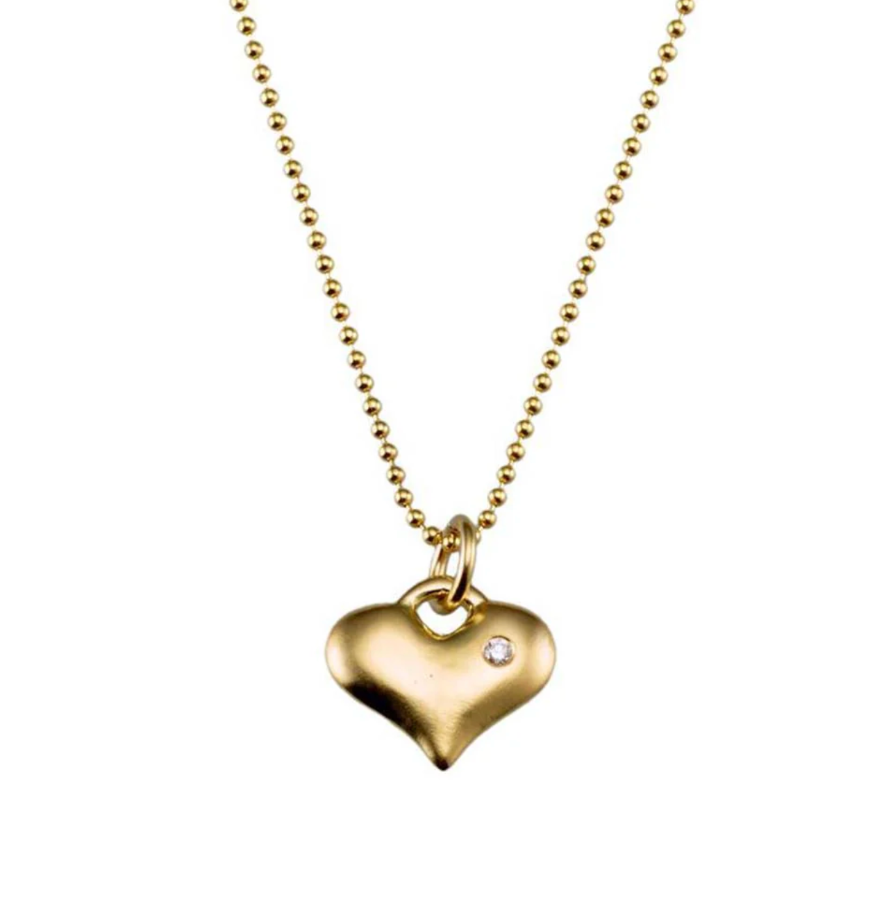 18k Gold  & white diamond Small Smooth Heart Pendant  by Jane Bartel