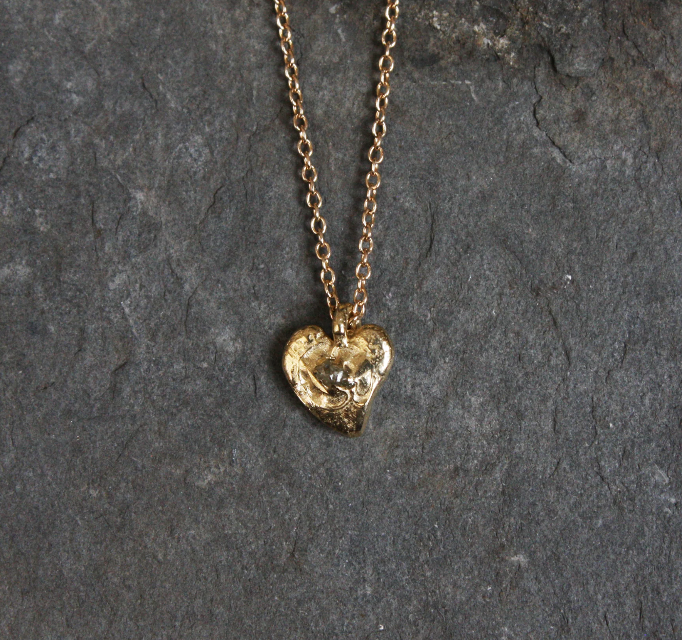 14K Tiny Heart Ring w/Diamond by Emilie Shapiro