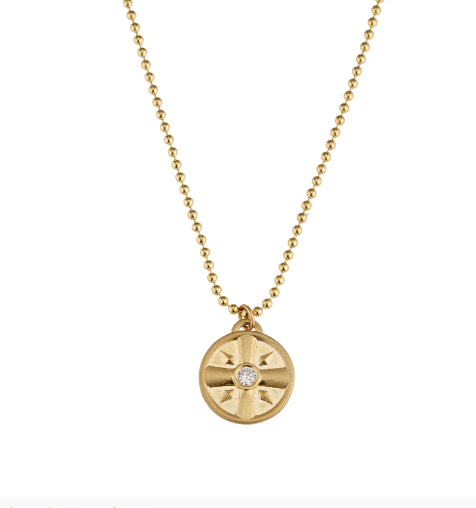 14K Diamond Mini Eye of The Sun Pendant by Elizabeth Moore